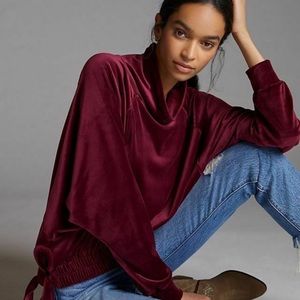 Anthropologie Daily Practice Side Tie Velvet Pullover